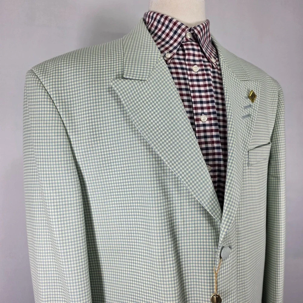 Stacy Adams‎ Men's Sport Coat Blazer Three Button Teal Green Peak Poly 44L NEW